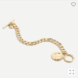 NWT J. Crew preppy Gold chain with round charm toggle bracelet